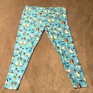 Disney Parks Leggings Womens Blue Pants Birds Soft Zazu‎ Hei Hei Scuttle Size 1X